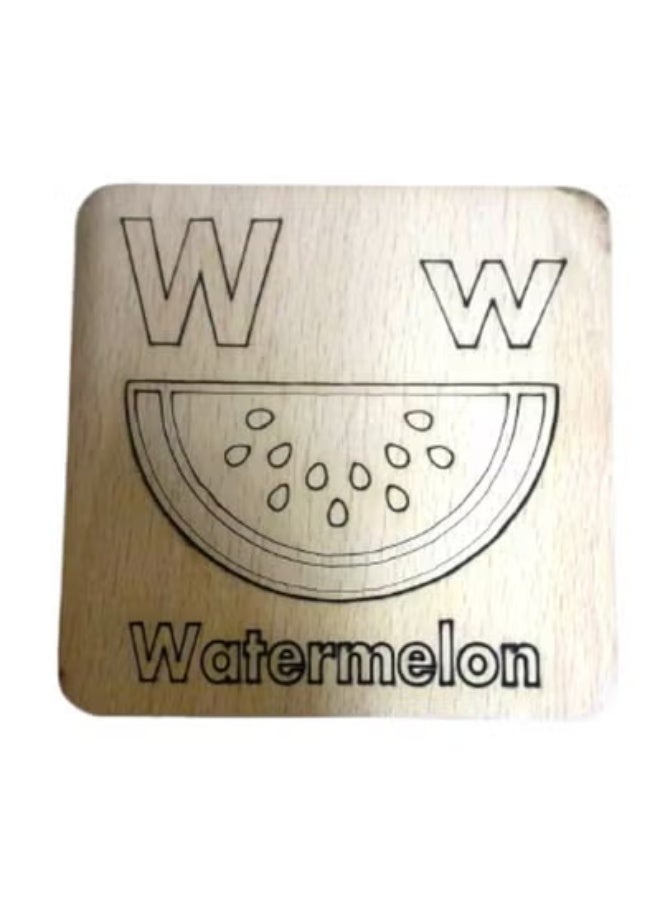 Clicko 3-in-1 Wooden Alphabet Puzzle and Drawing Stencil Set for Kids - Montessori Educational Letter Recognition Tiles with Uppercase & Lowercase Letters - Natural Wood Learning & Tracing Toy - Image 4